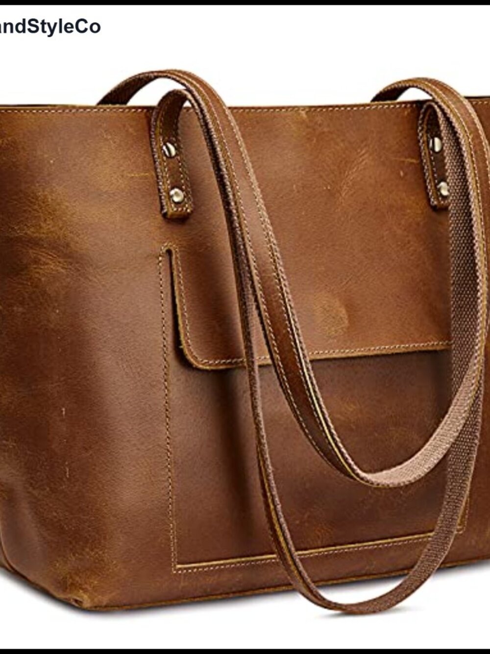 Genuine Leather Tote Bag Crossbody Shoulder Purse Fits 14 inch Laptop